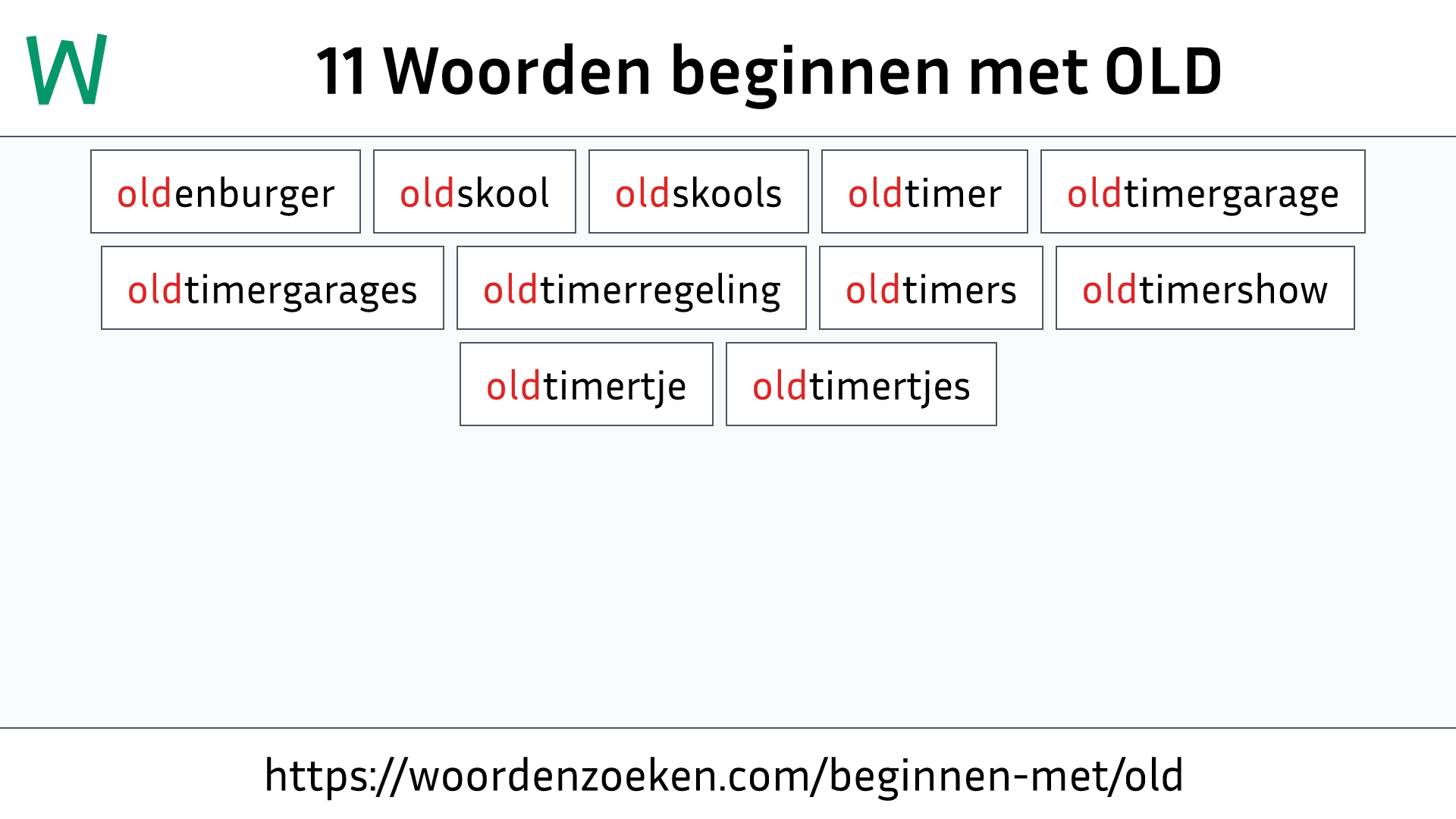 Woorden beginnen met OLD