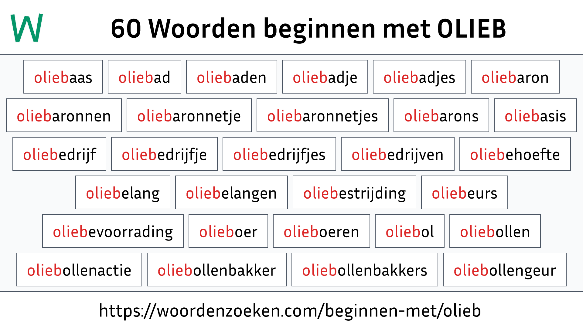 Woorden beginnen met OLIEB