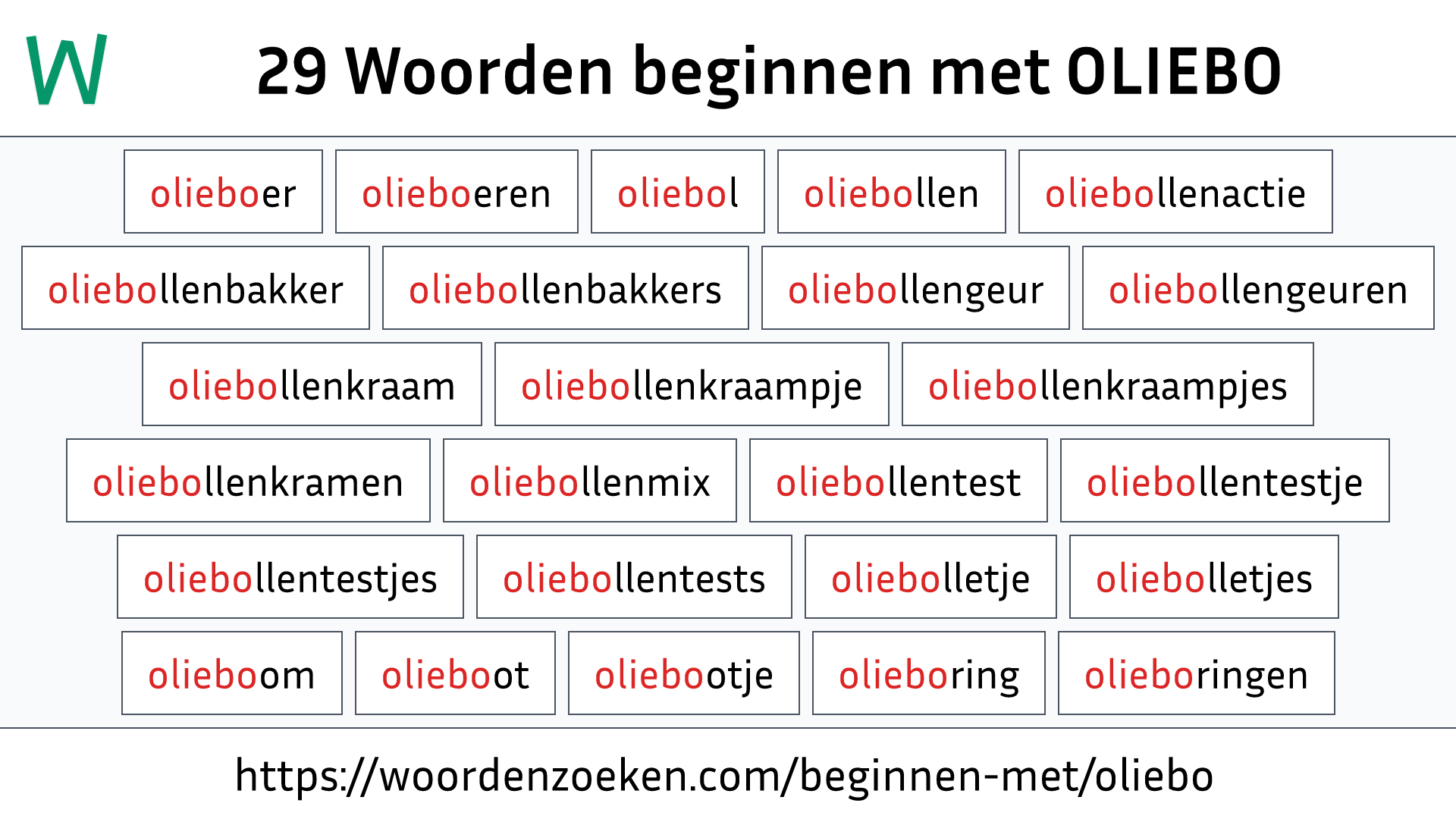 Woorden beginnen met OLIEBO