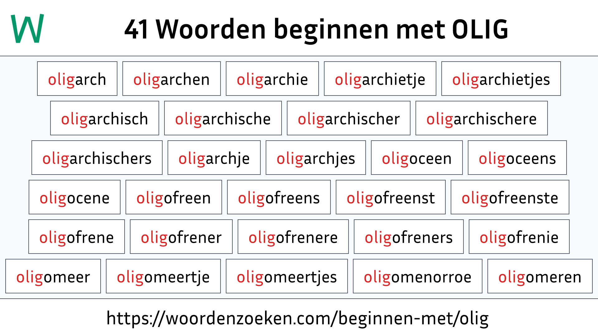 Woorden beginnen met OLIG