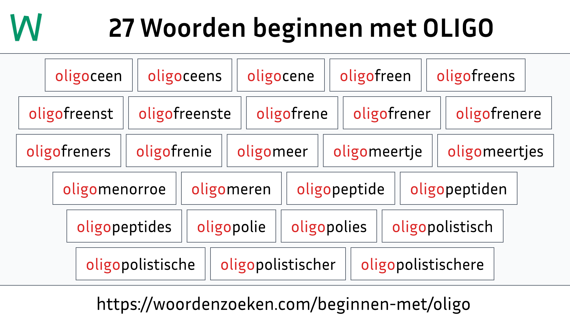 Woorden beginnen met OLIGO