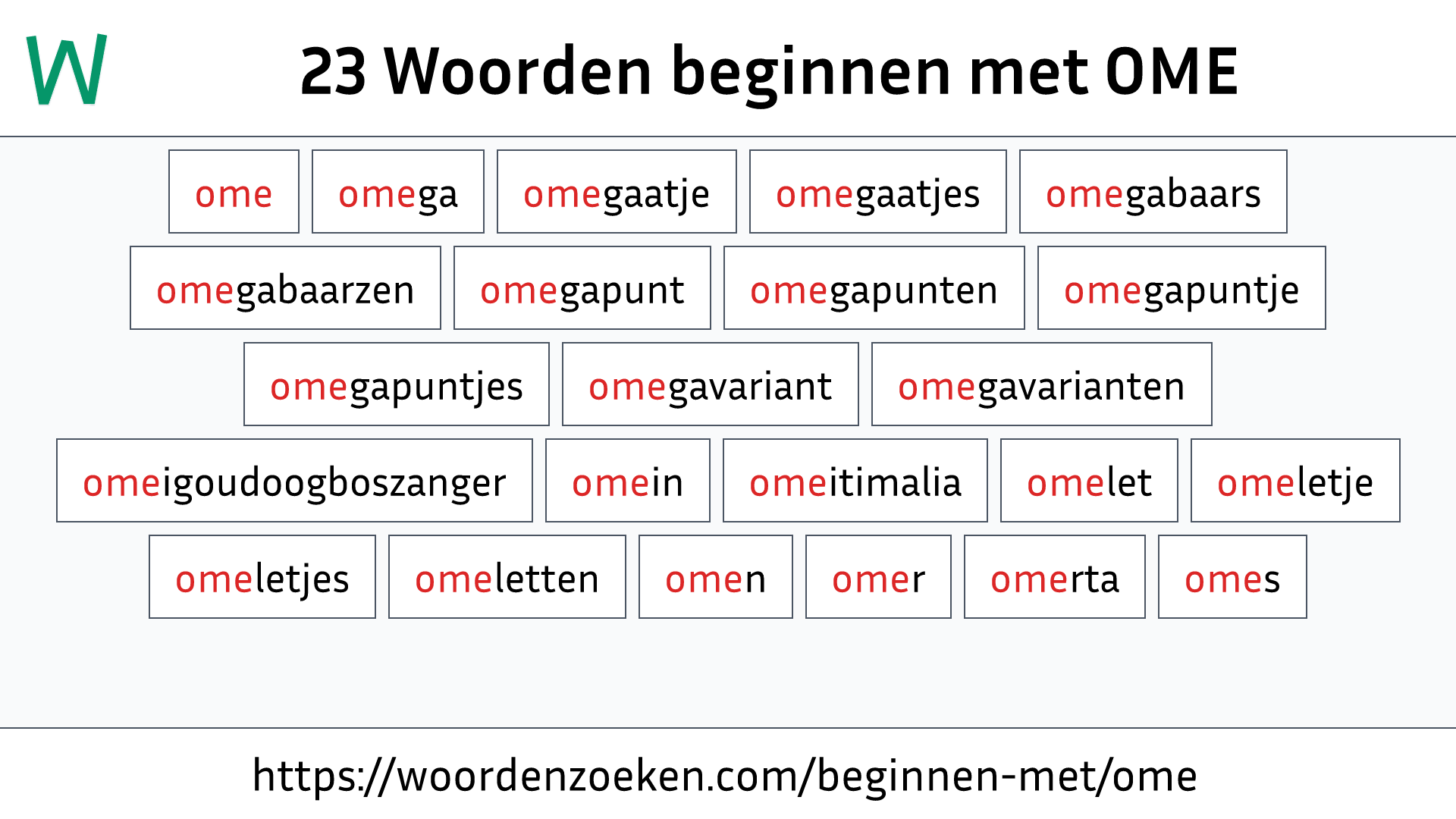 Woorden beginnen met OME