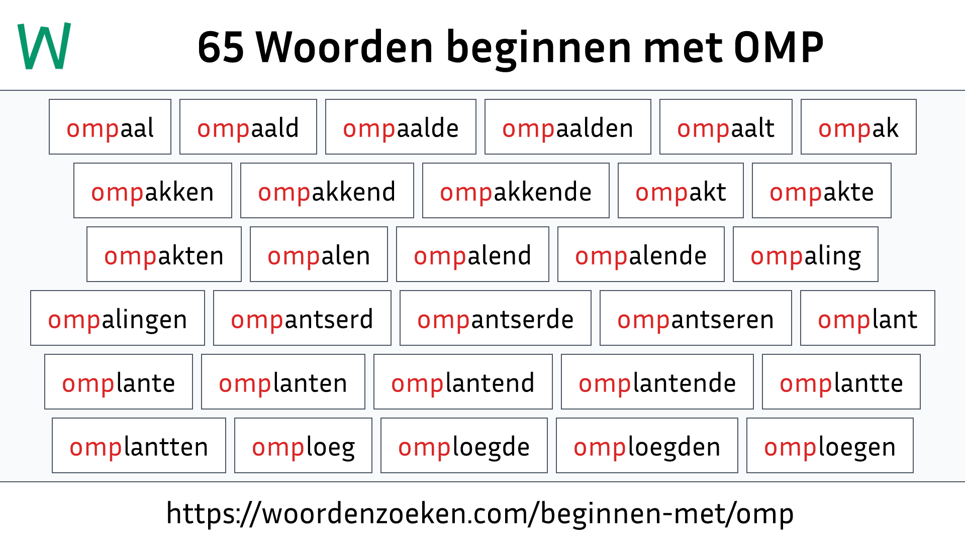 Woorden beginnen met OMP