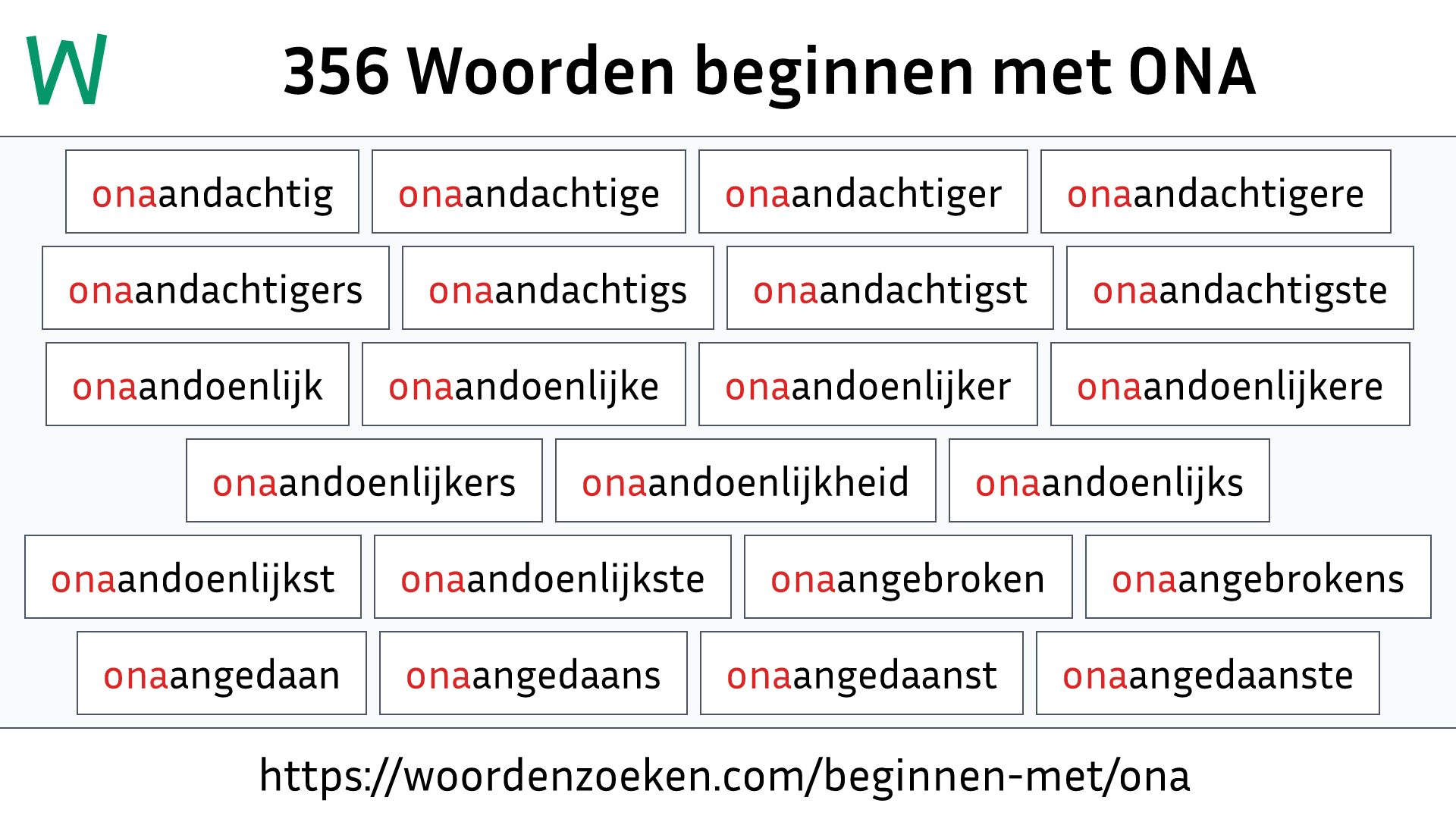 Woorden beginnen met ONA