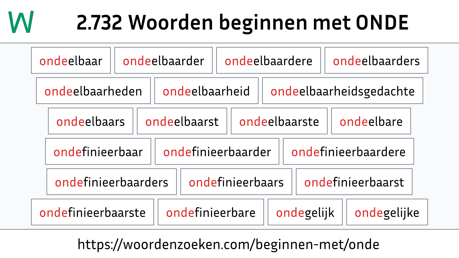 Woorden beginnen met ONDE