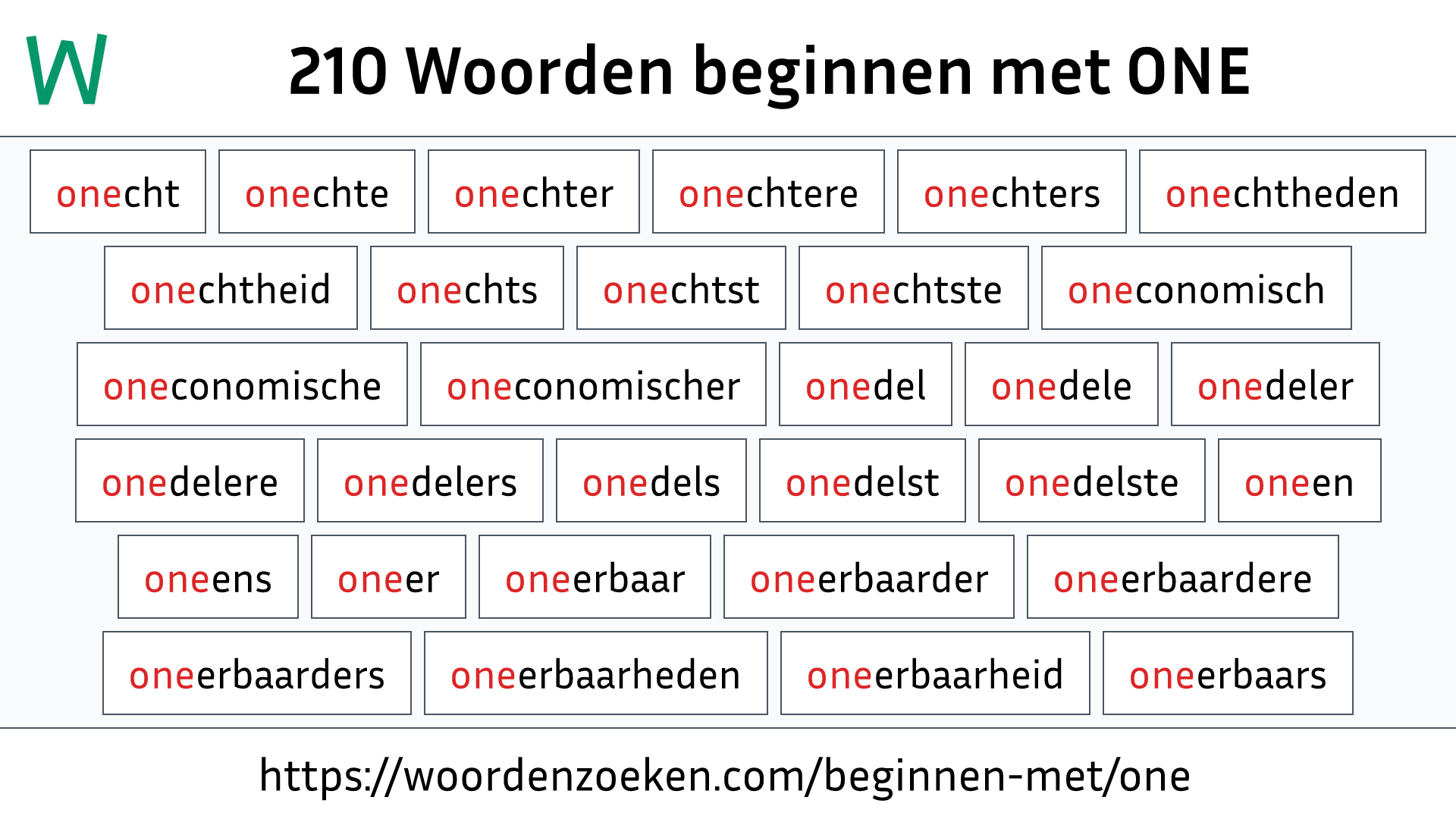 Woorden beginnen met ONE