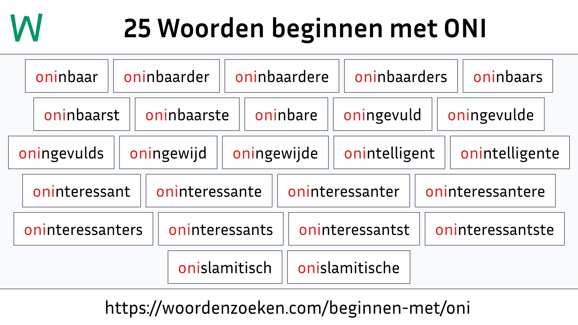 Woorden beginnen met ONI