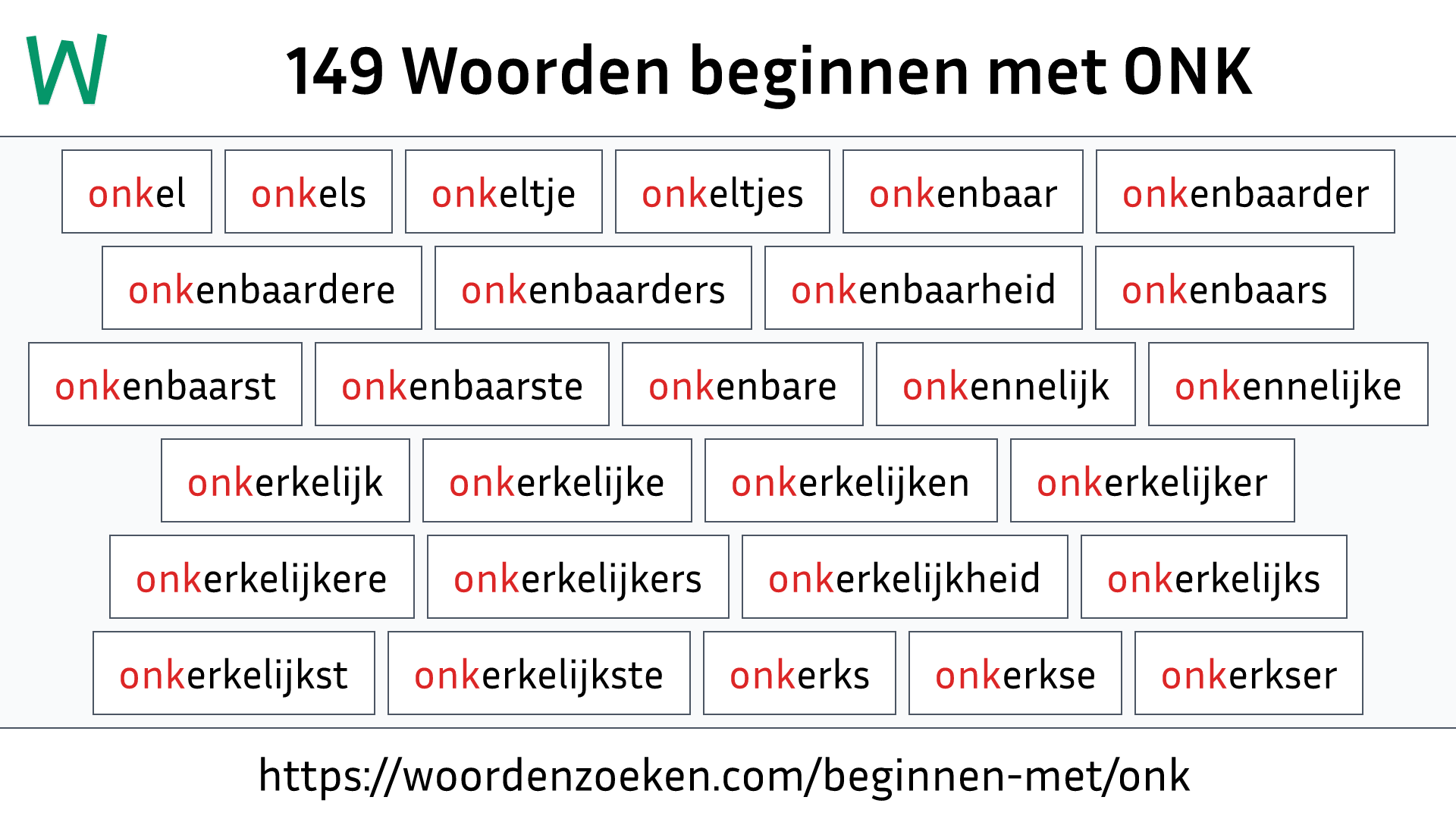 Woorden beginnen met ONK