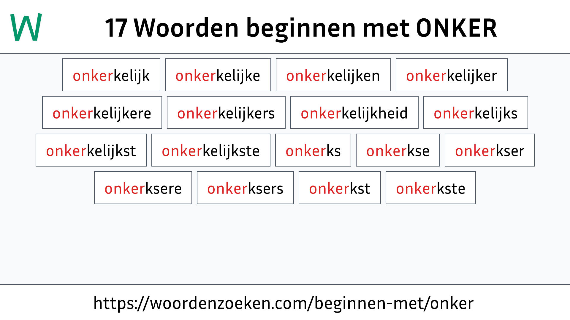 Woorden beginnen met ONKER