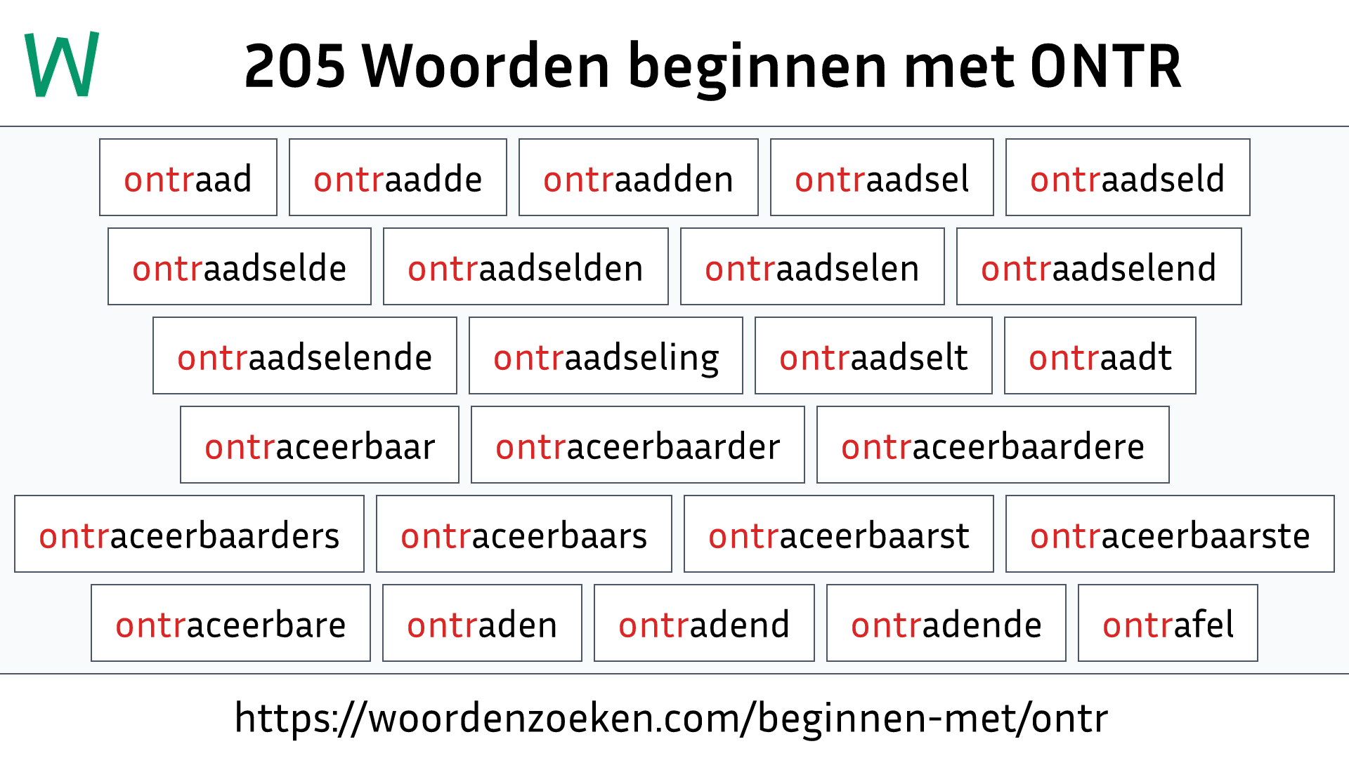 Woorden beginnen met ONTR