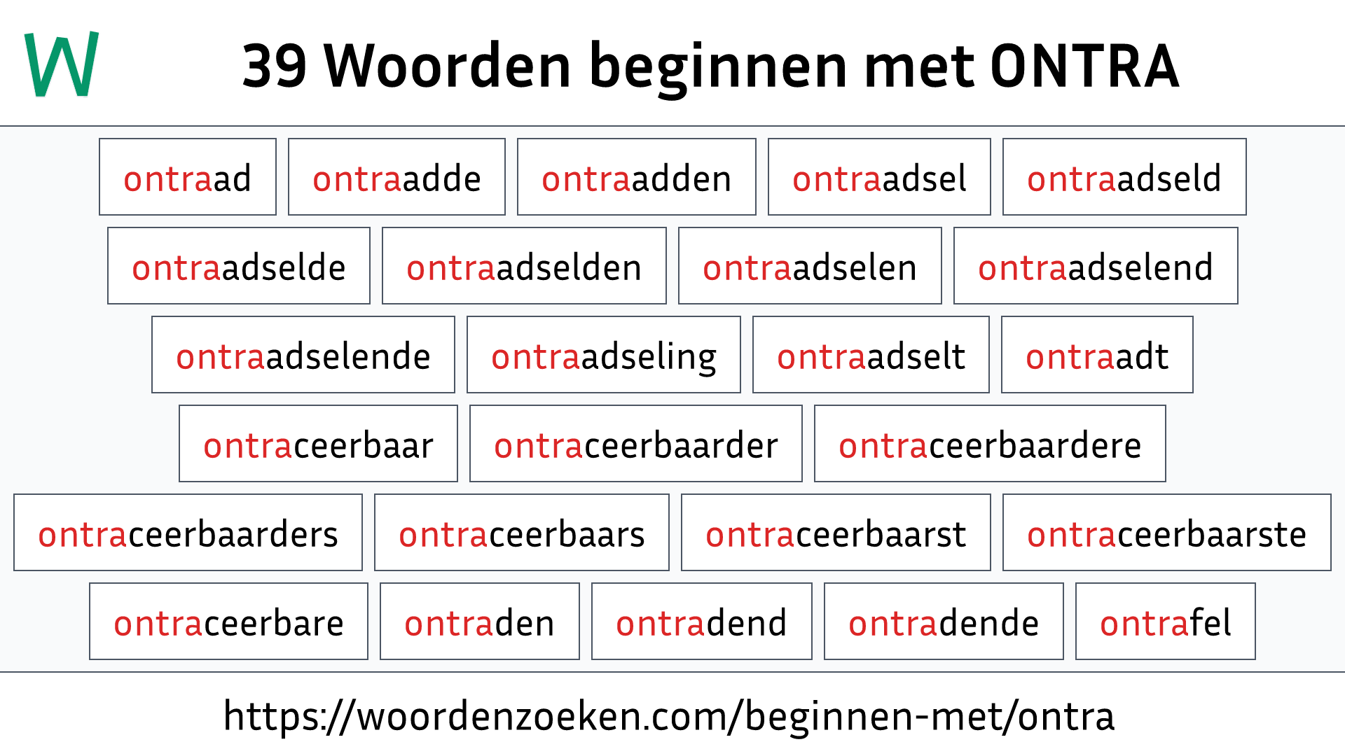 Woorden beginnen met ONTRA