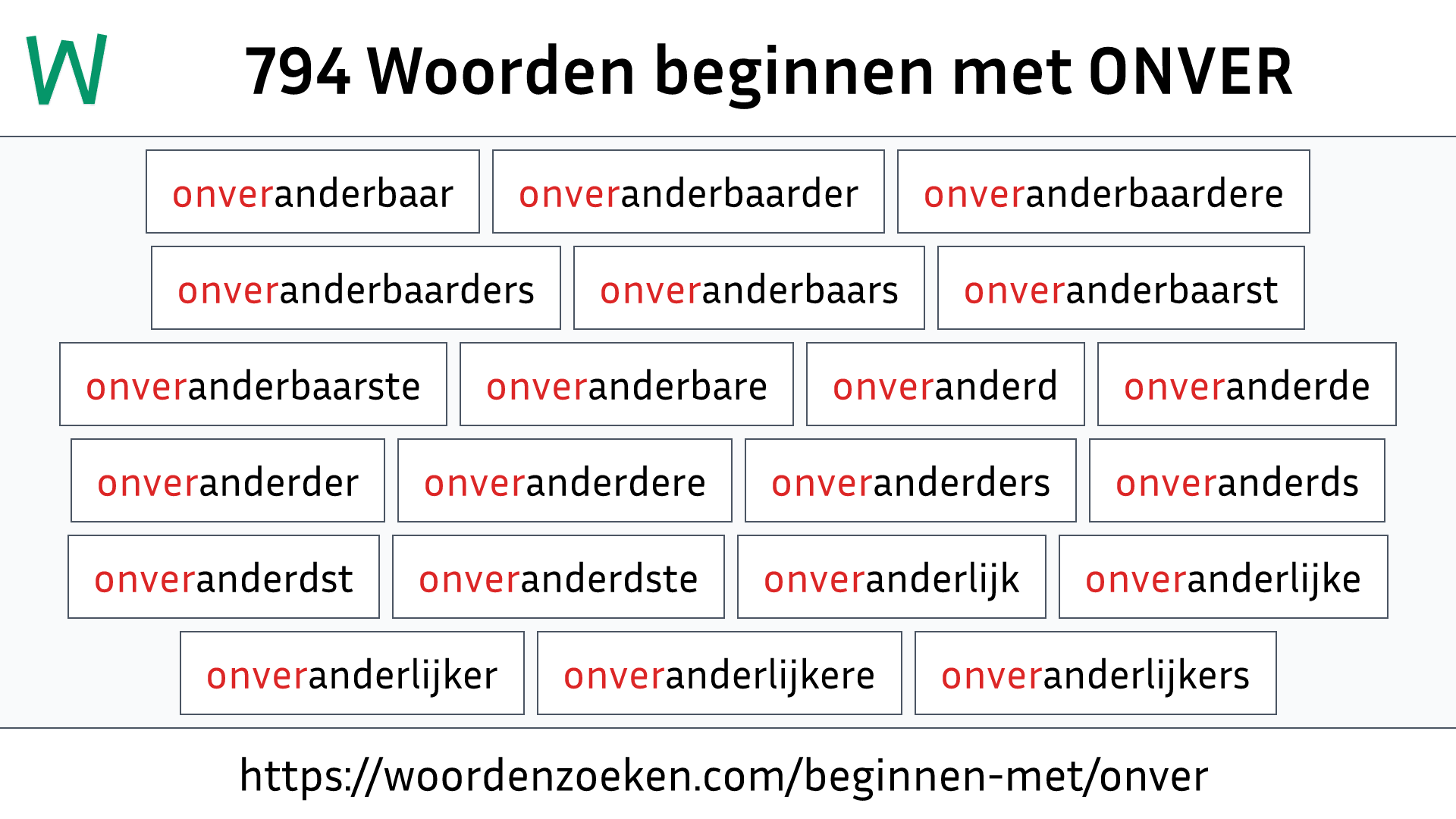 Woorden beginnen met ONVER