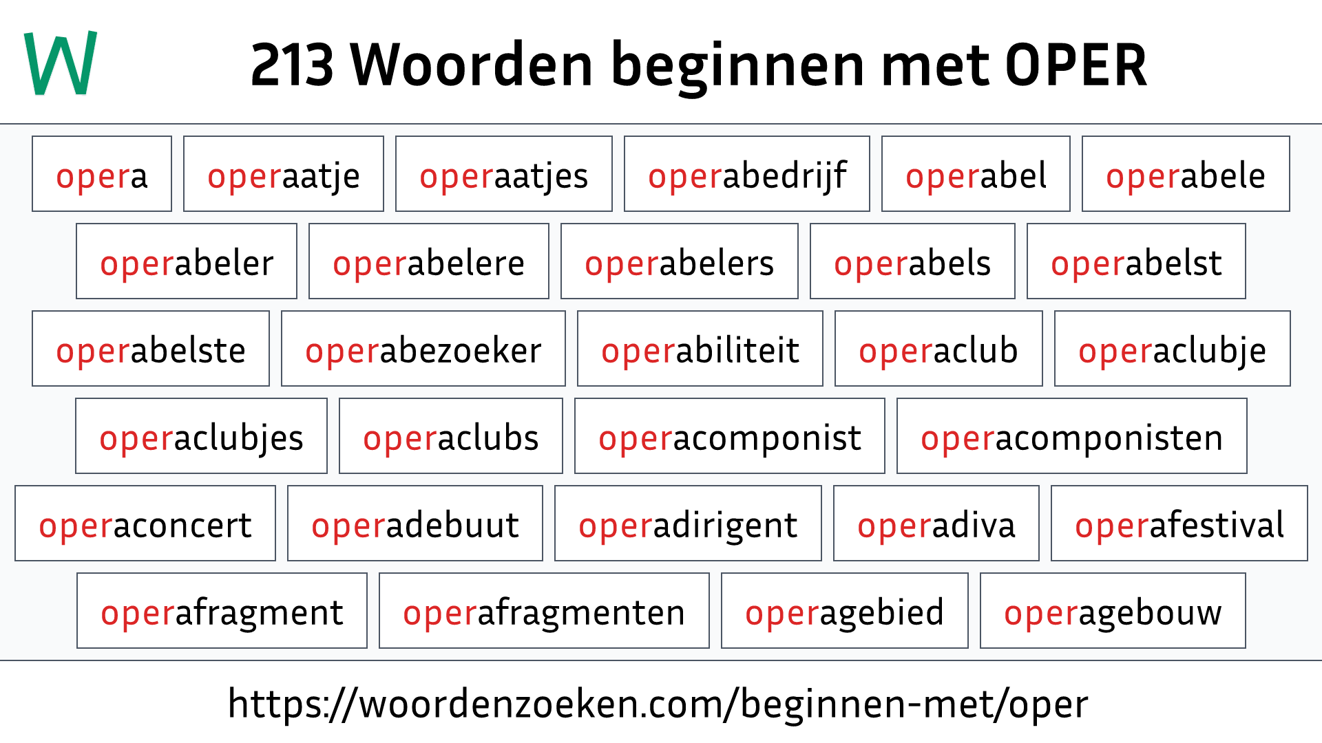 Woorden beginnen met OPER