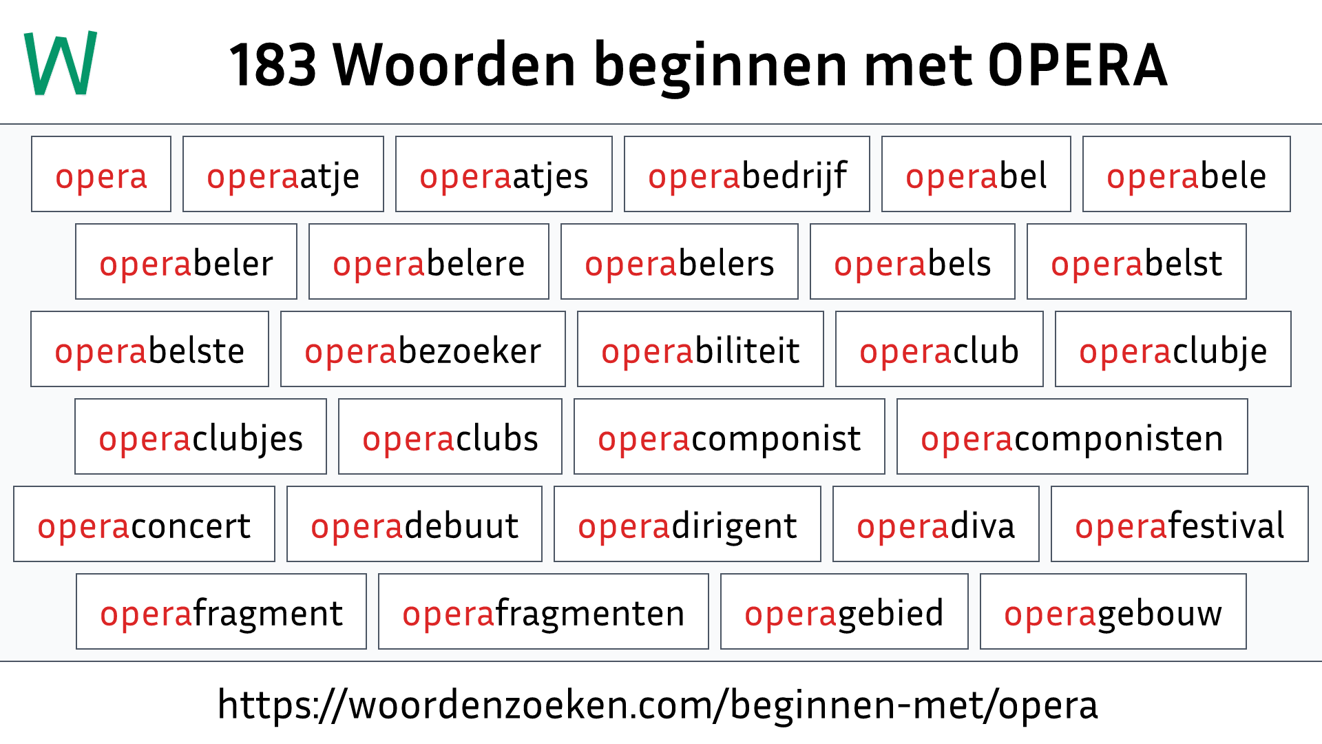 Woorden beginnen met OPERA