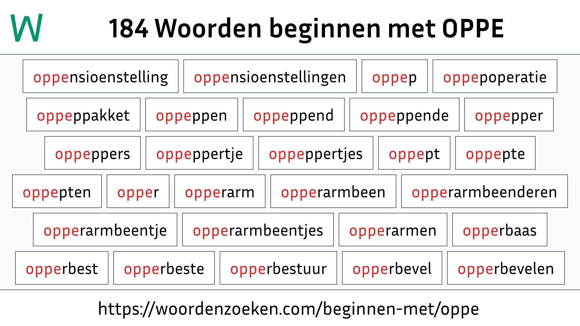 Woorden beginnen met OPPE