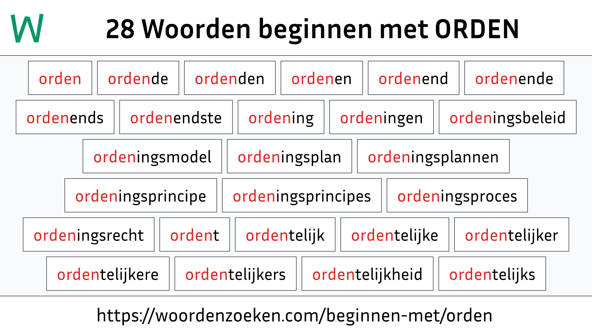 Woorden beginnen met ORDEN