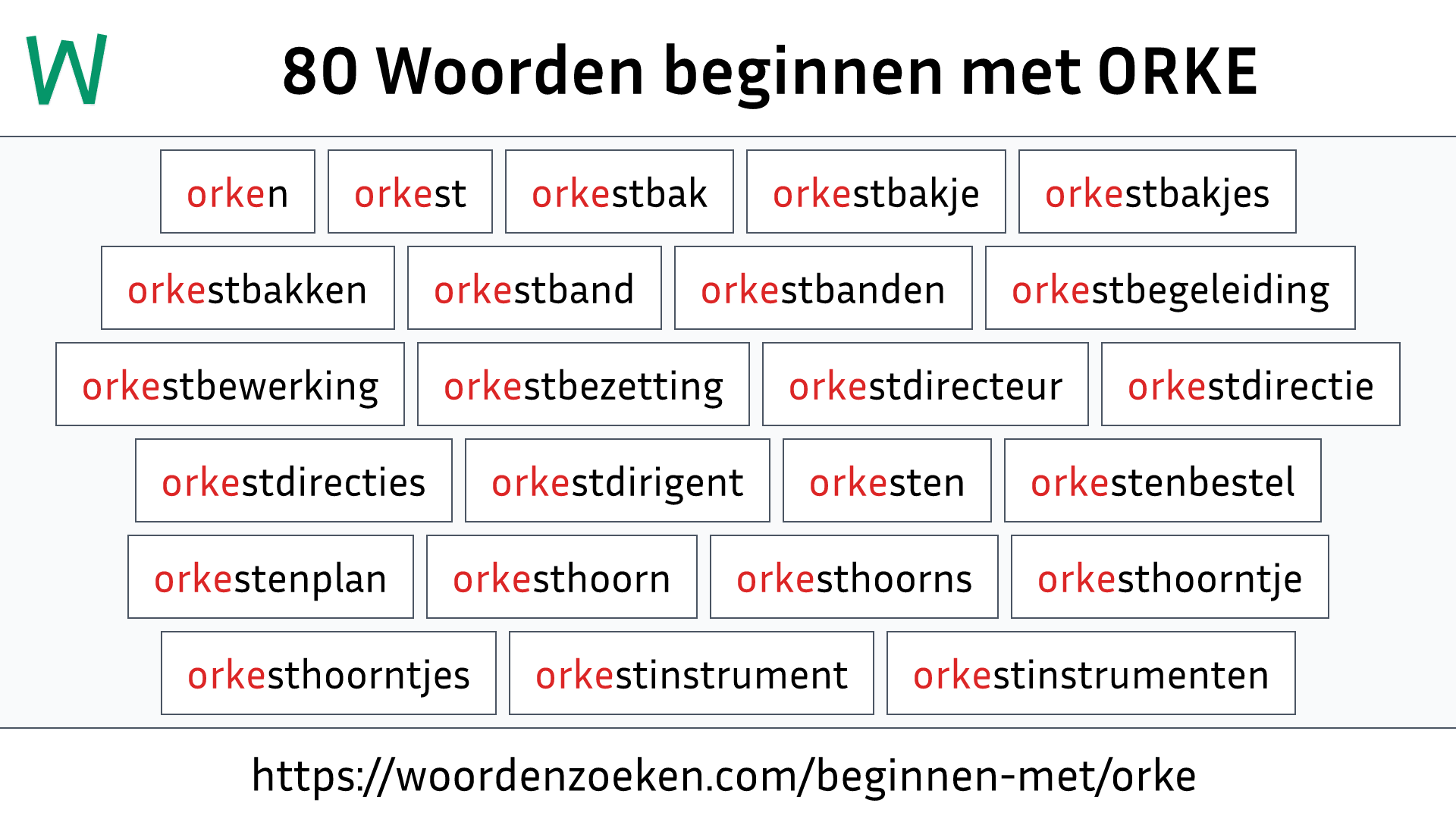 Woorden beginnen met ORKE