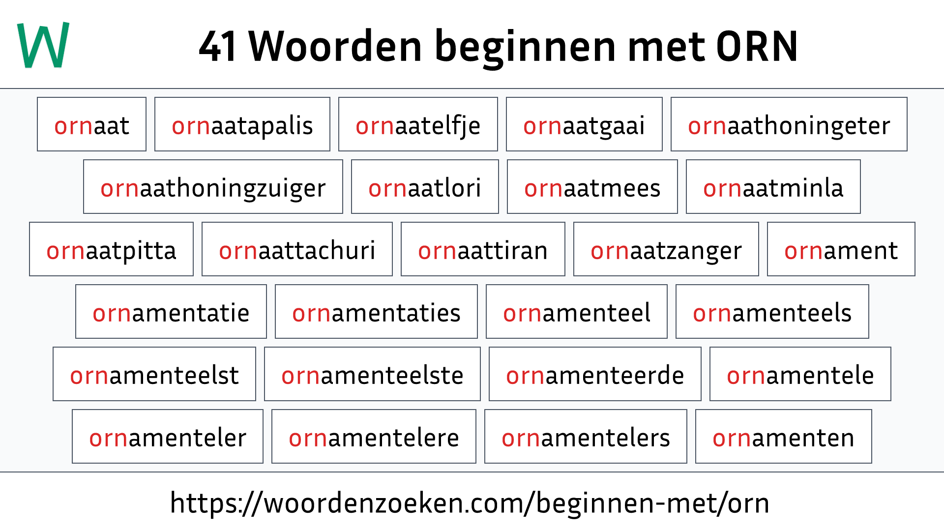 Woorden beginnen met ORN