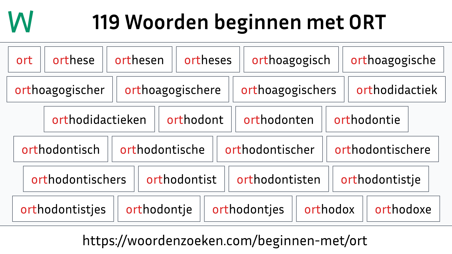 Woorden beginnen met ORT