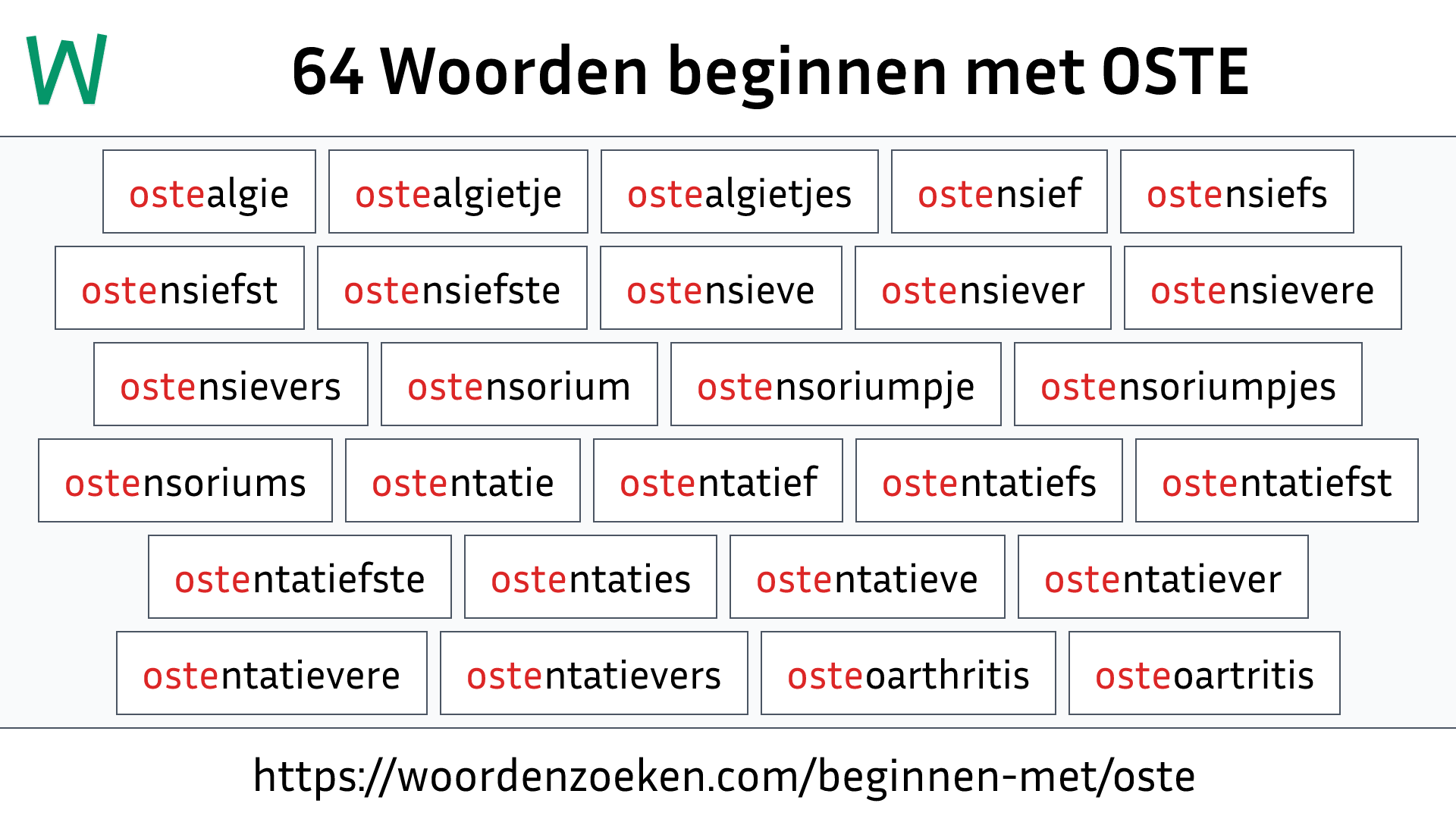 Woorden beginnen met OSTE