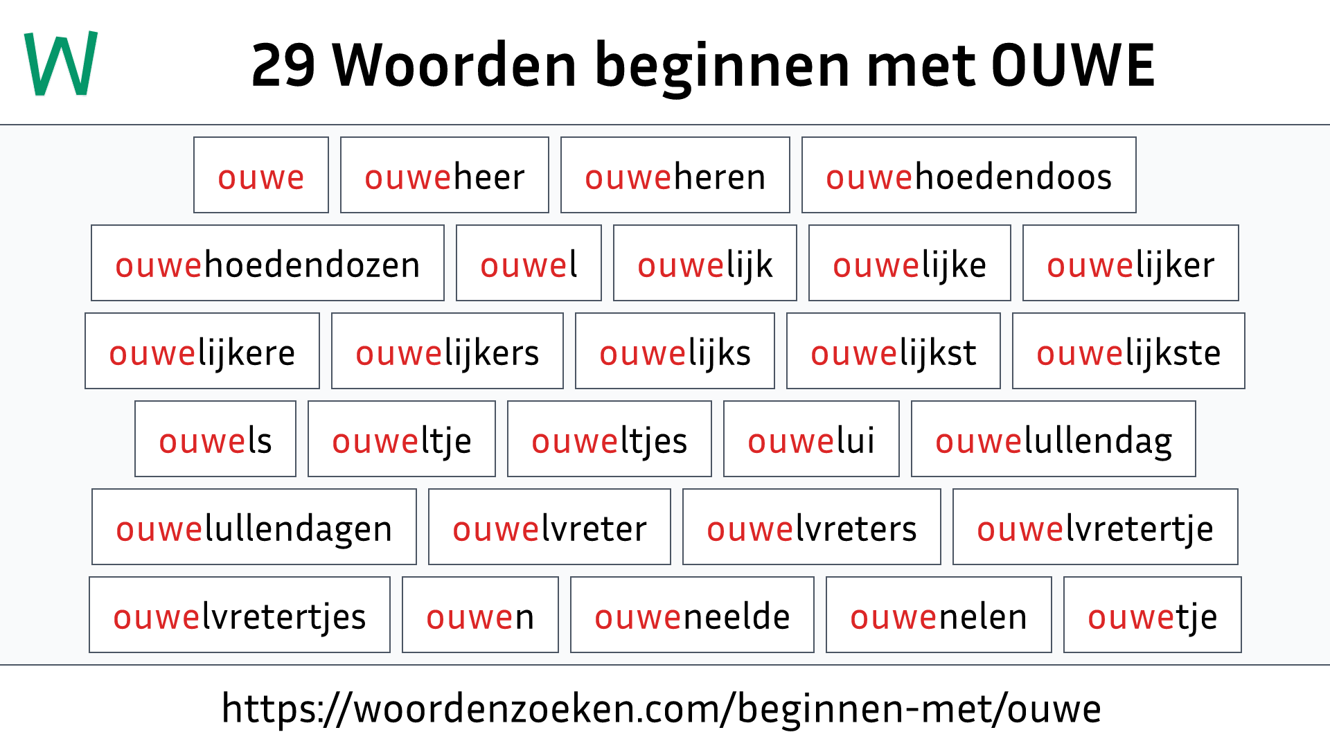 Woorden beginnen met OUWE