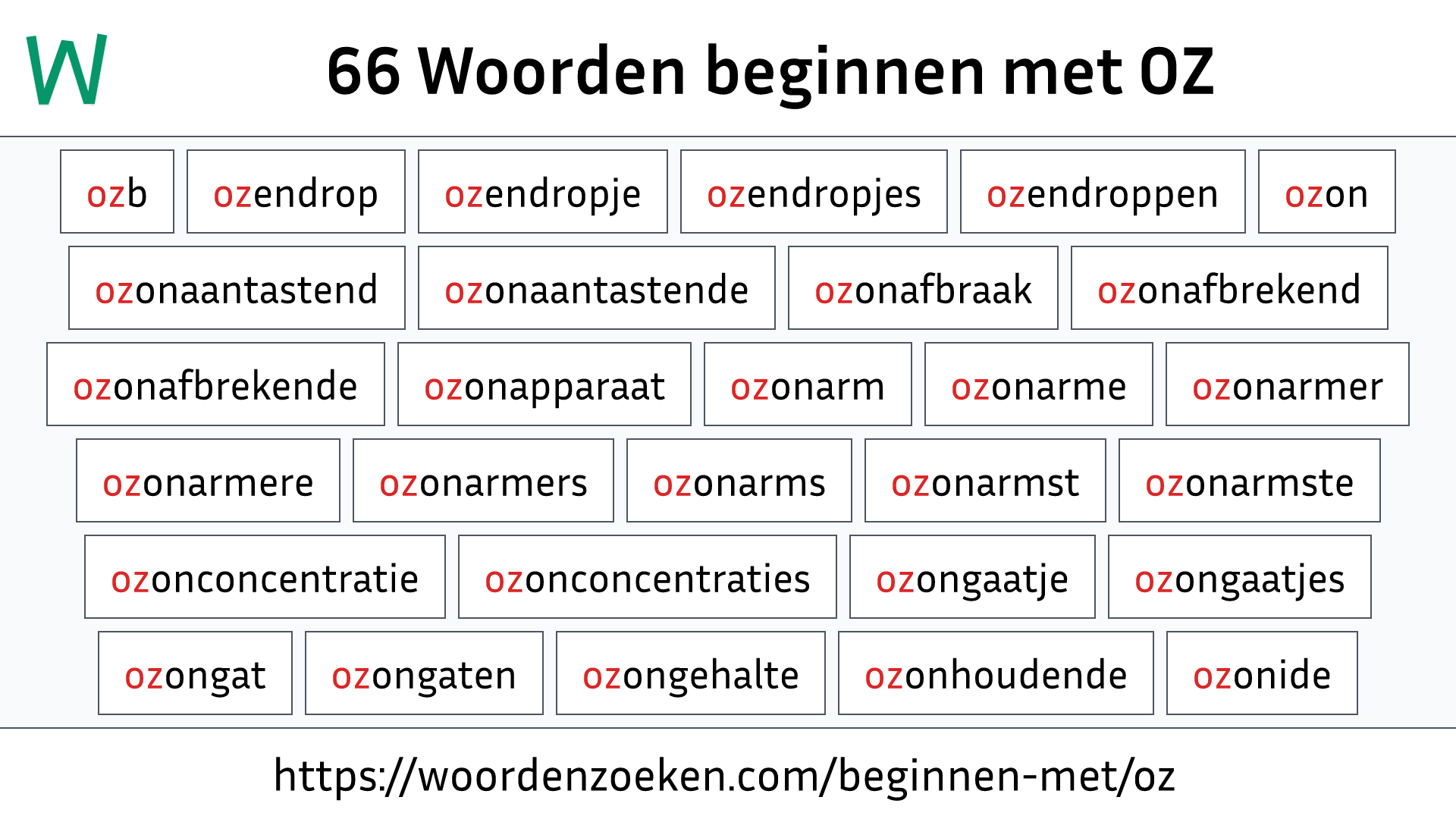 Woorden beginnen met OZ