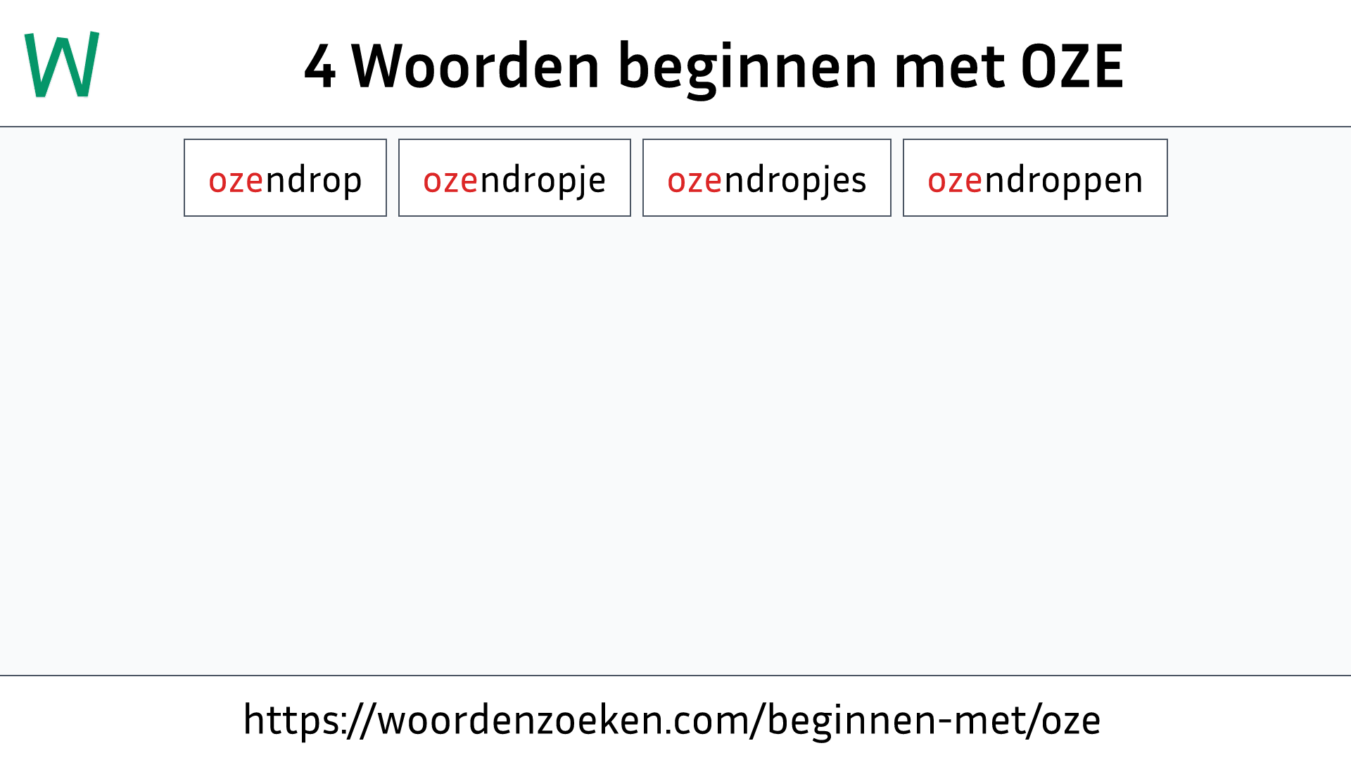 Woorden beginnen met OZE