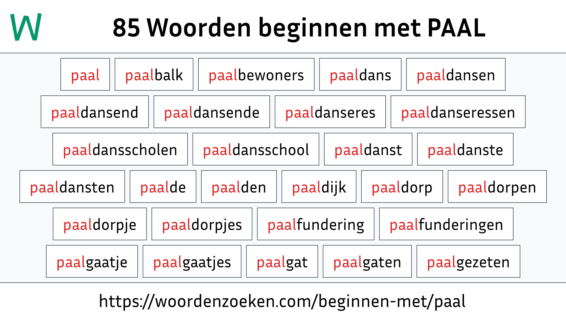 Woorden beginnen met PAAL