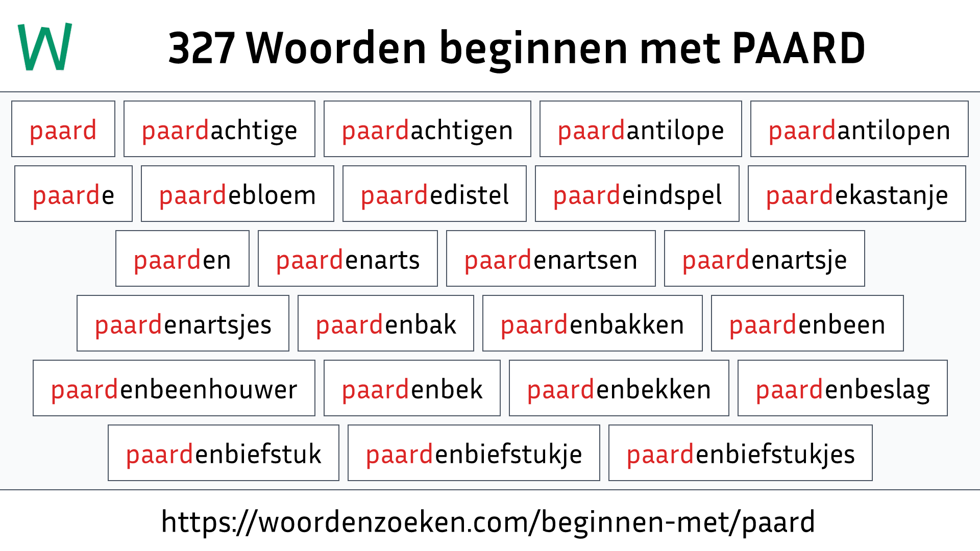 Woorden beginnen met PAARD