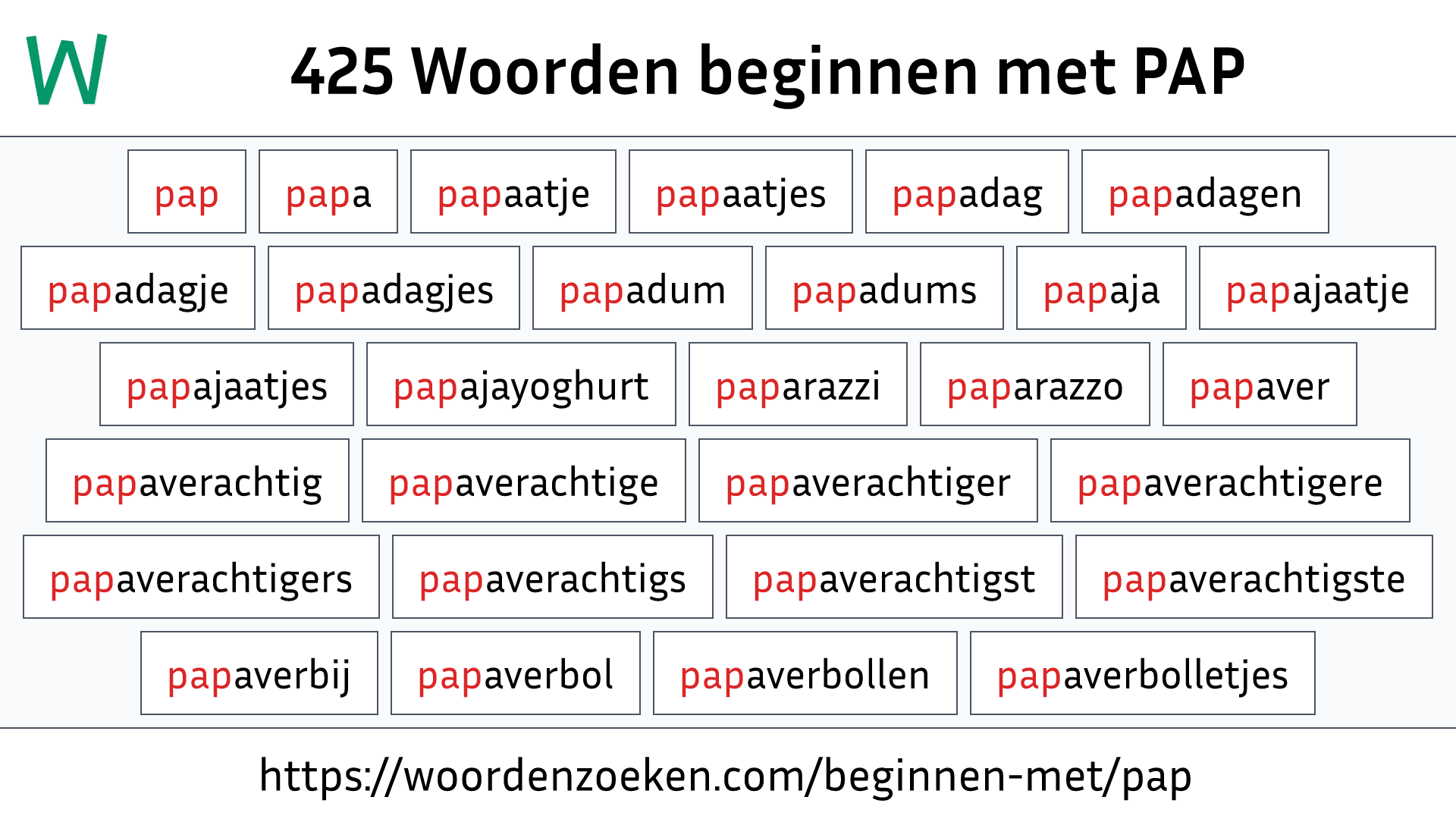 Woorden beginnen met PAP