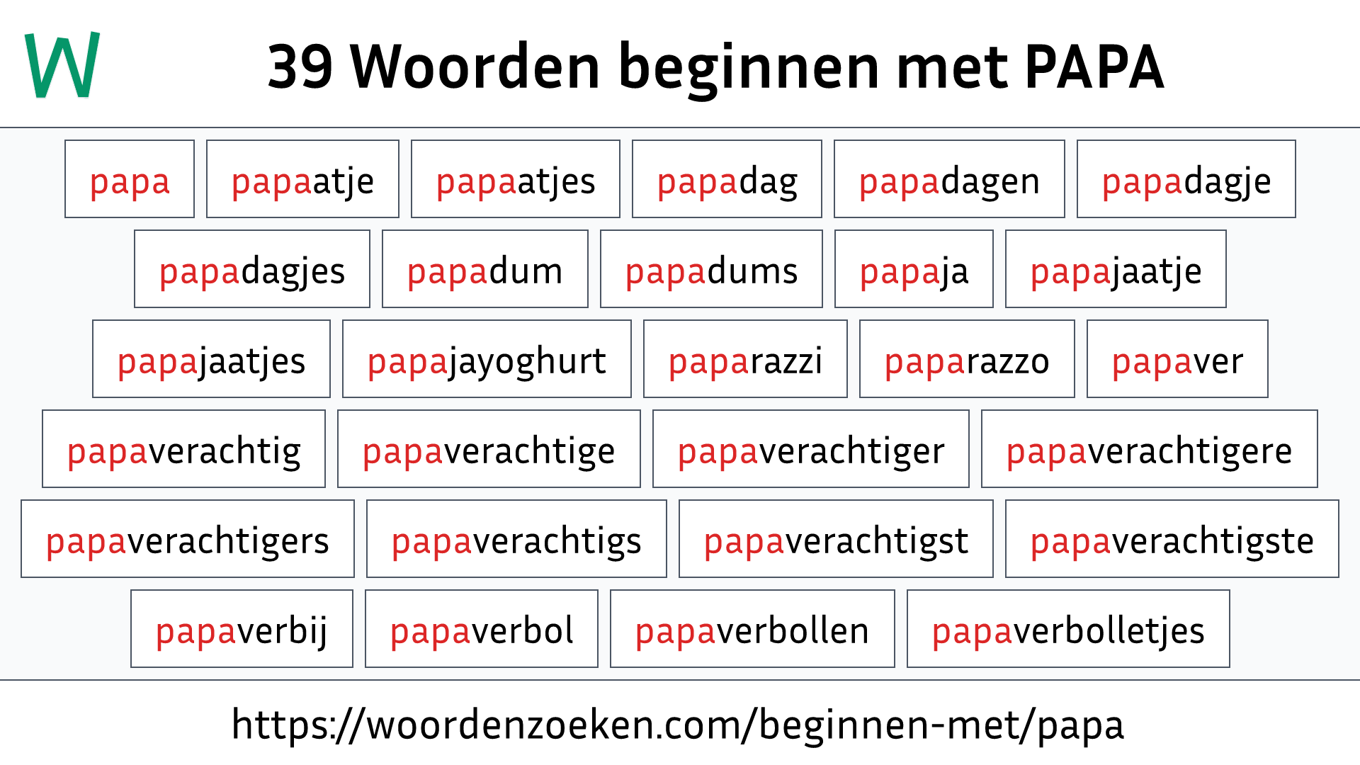 Woorden beginnen met PAPA