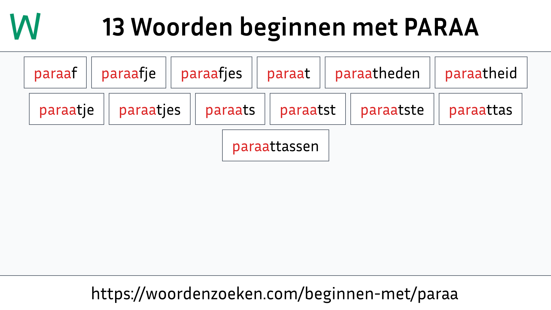 Woorden beginnen met PARAA