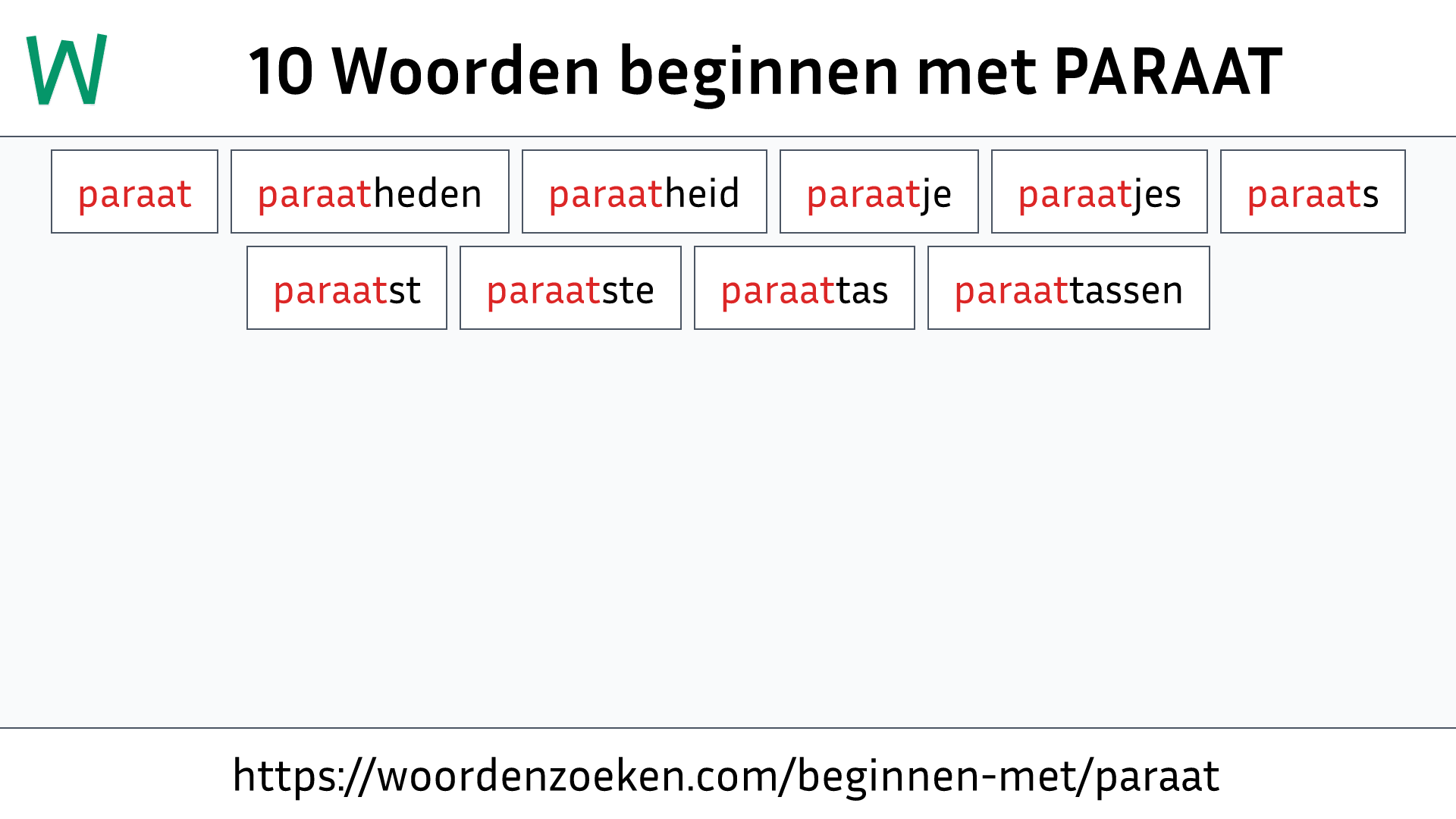 Woorden beginnen met PARAAT