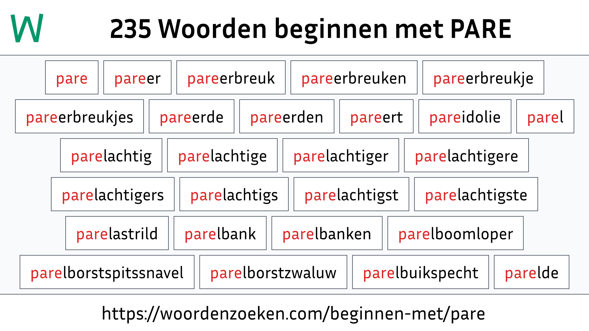 Woorden beginnen met PARE