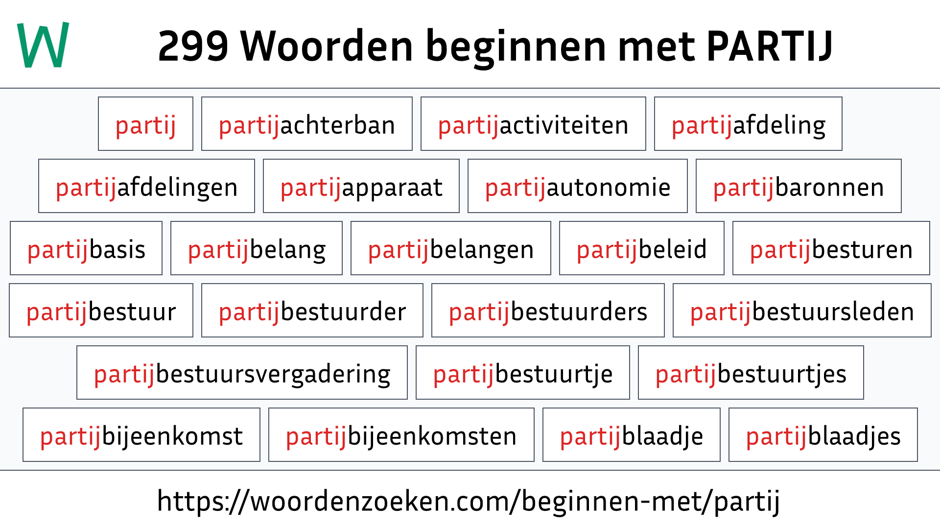 Woorden beginnen met PARTIJ