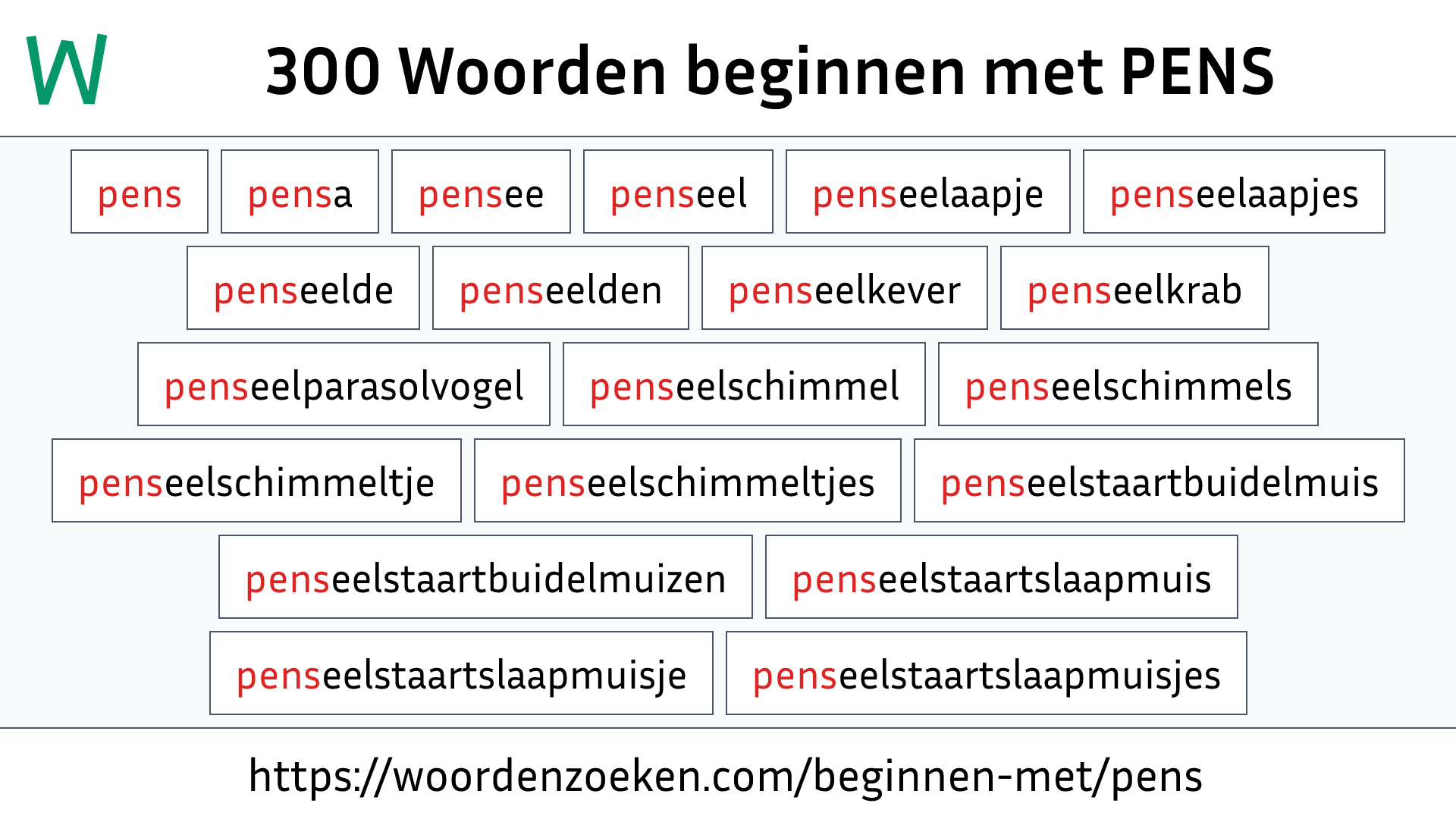 Woorden beginnen met PENS