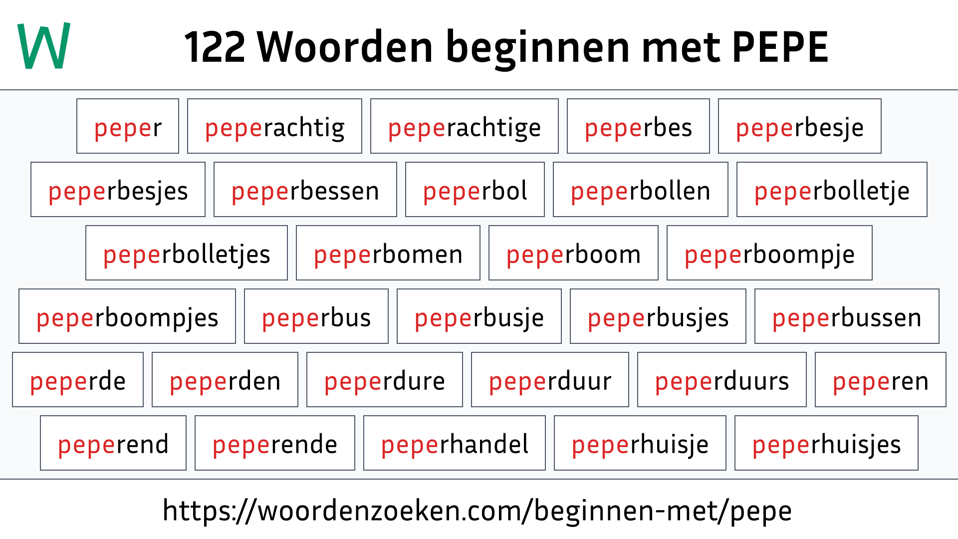 Woorden beginnen met PEPE