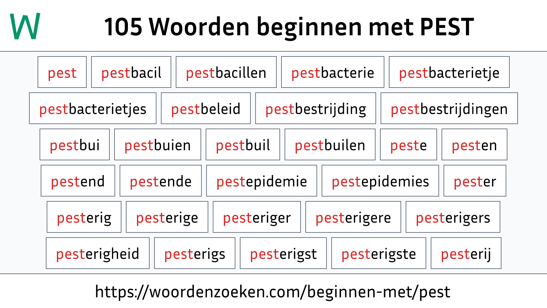 Woorden beginnen met PEST