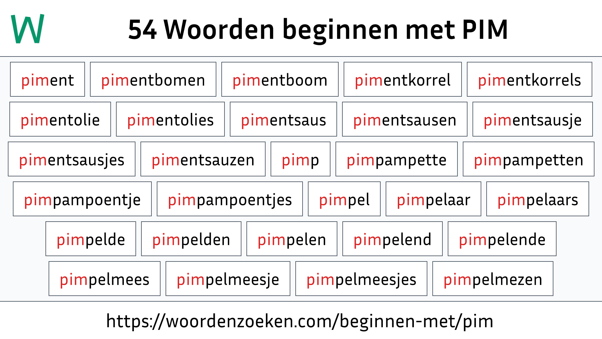 Woorden beginnen met PIM