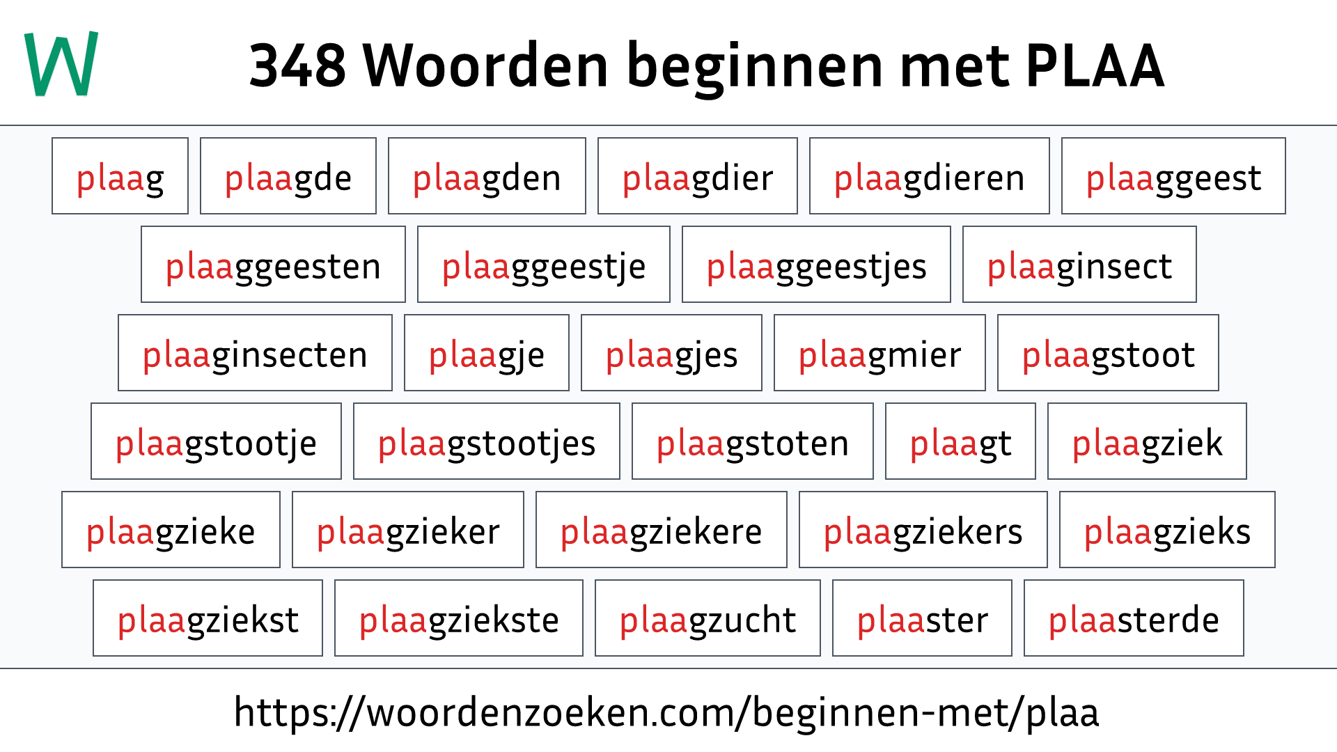 Woorden beginnen met PLAA