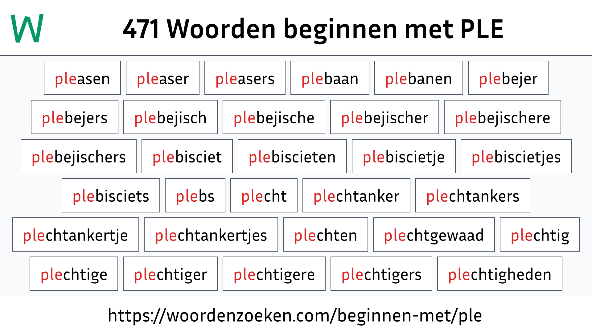 Woorden beginnen met PLE