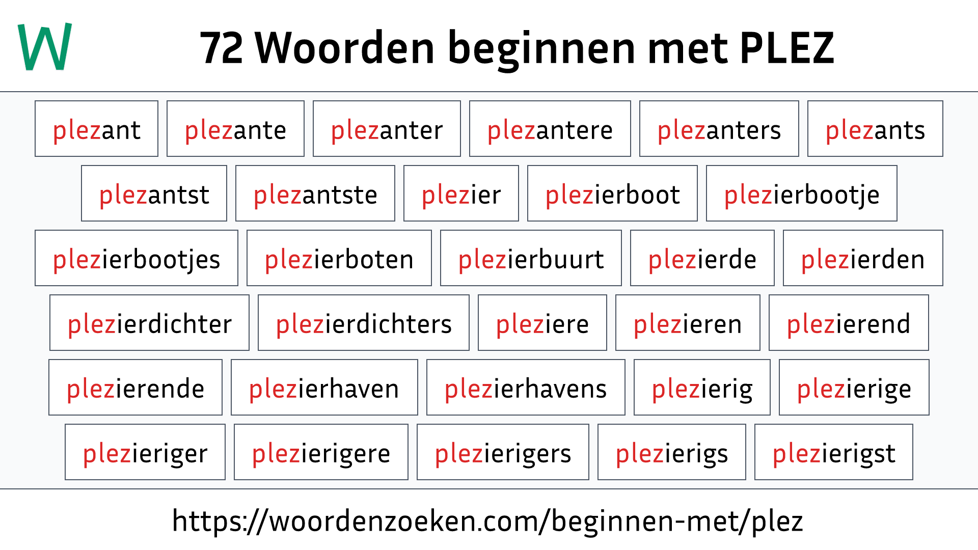 Woorden beginnen met PLEZ