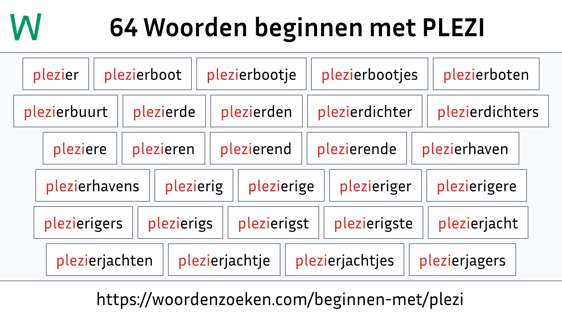 Woorden beginnen met PLEZI