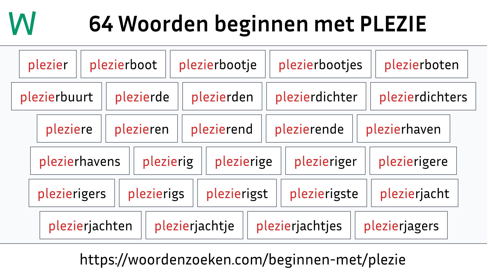 Woorden beginnen met PLEZIE