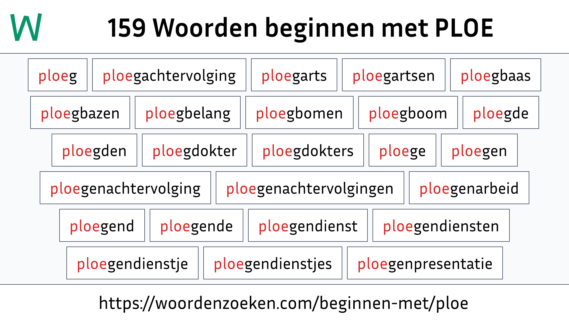 Woorden beginnen met PLOE