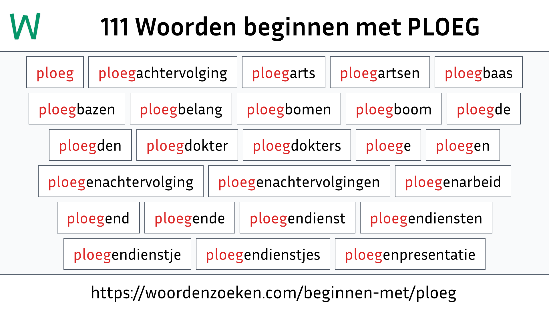 Woorden beginnen met PLOEG