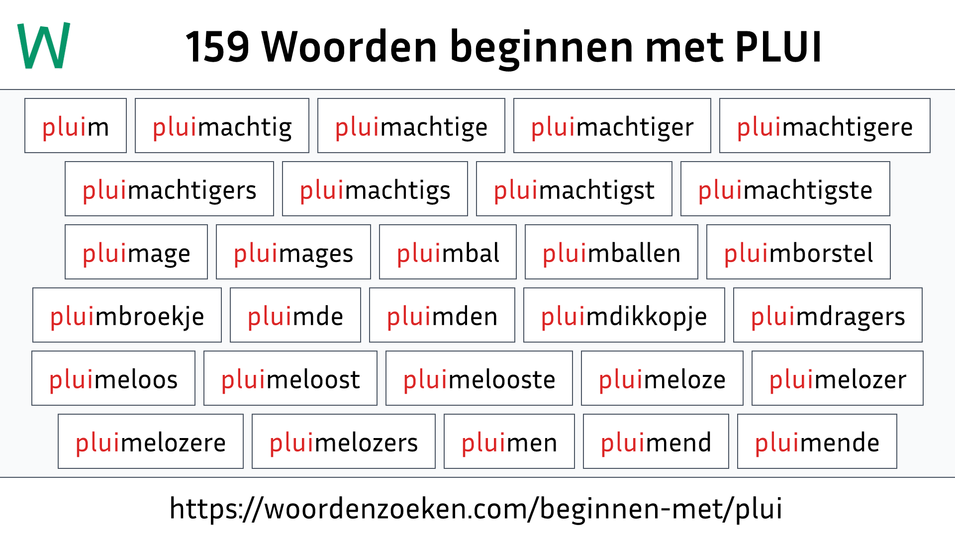 Woorden beginnen met PLUI