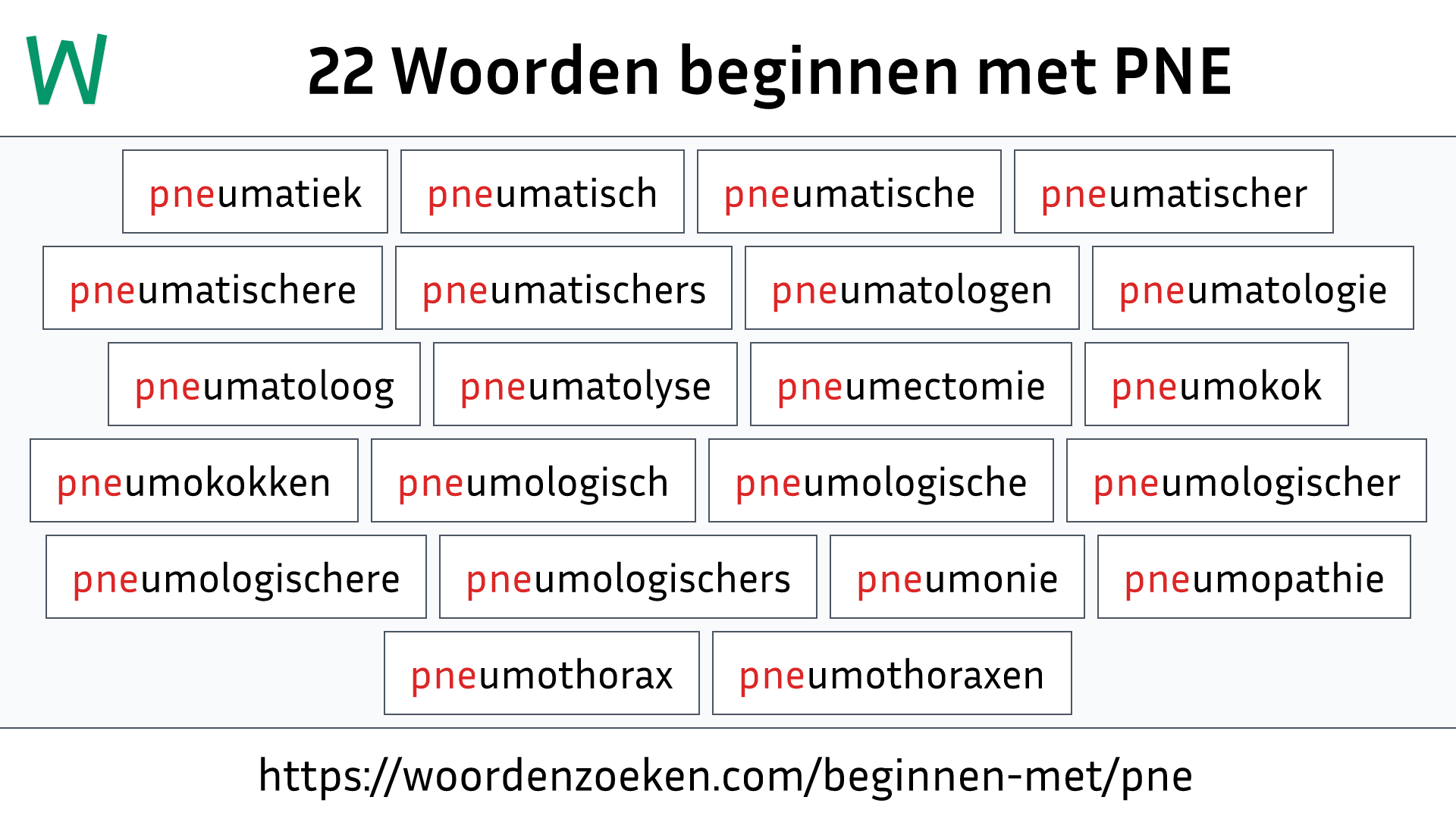 Woorden beginnen met PNE