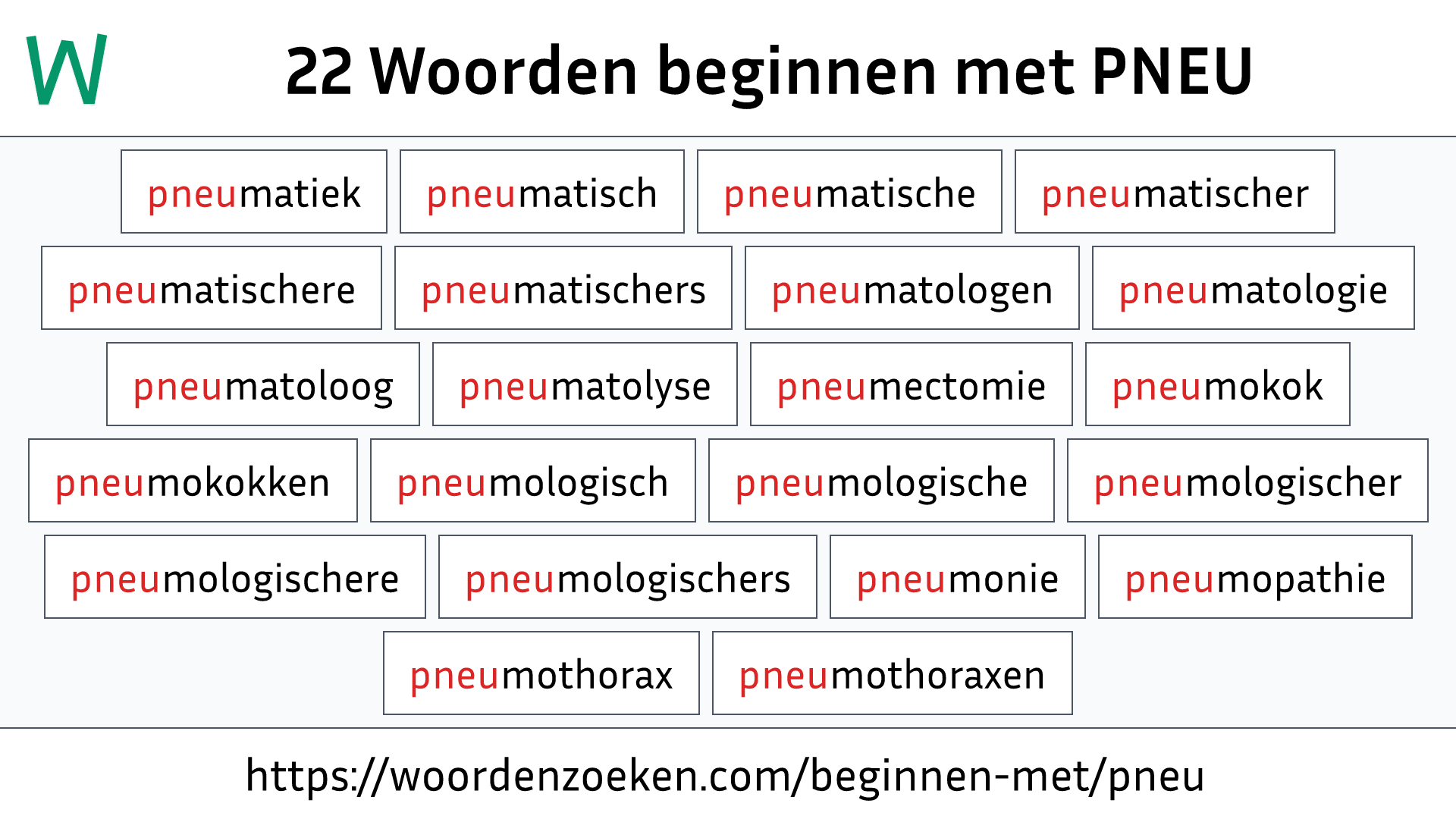 Woorden beginnen met PNEU