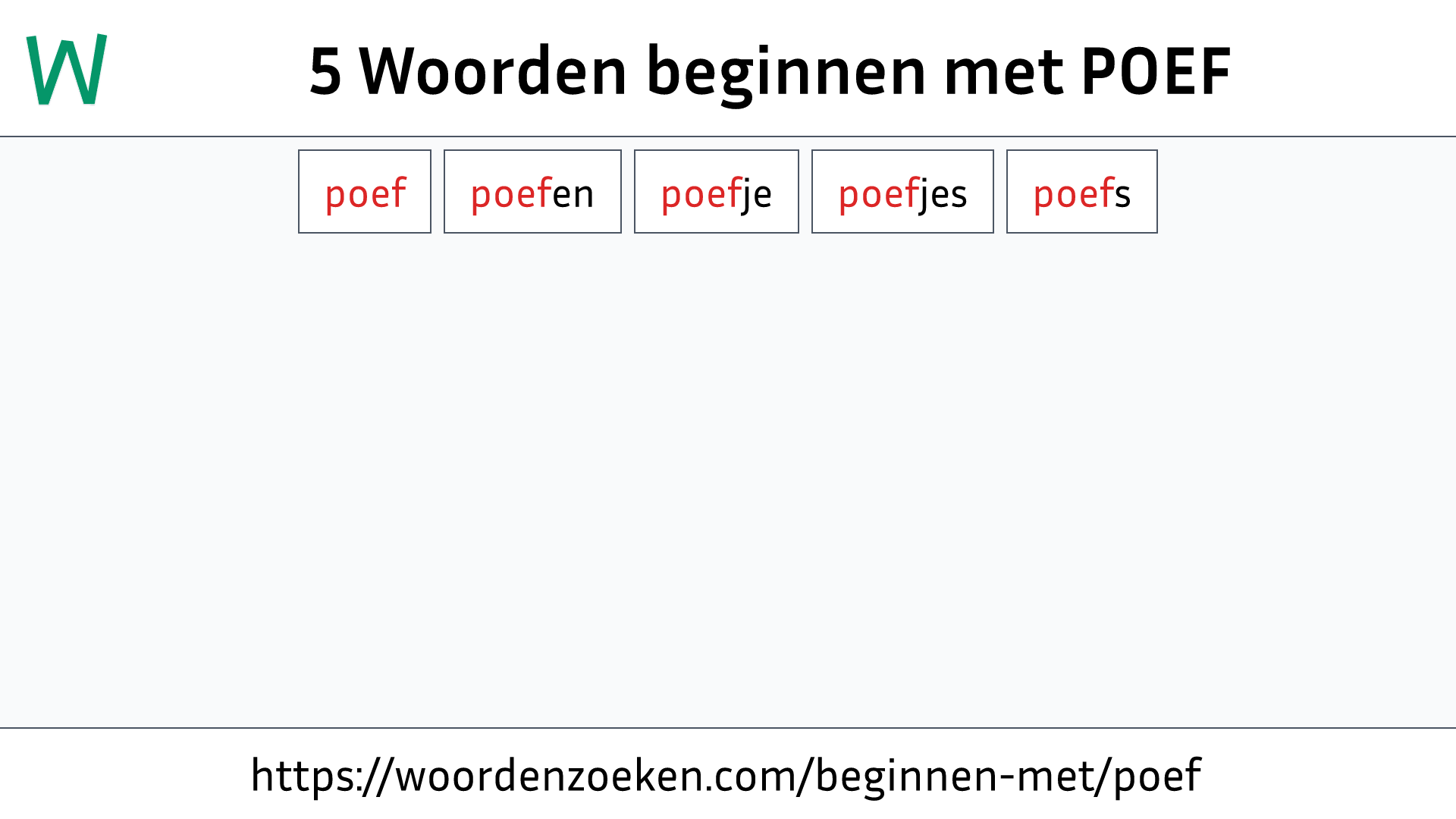 Woorden beginnen met POEF